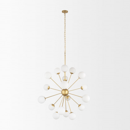 Mercana Barbara Chandelier with Frosted Glass Globes 18-Light - Gold