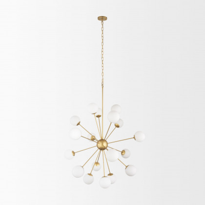 Mercana Barbara Chandelier with Frosted Glass Globes 18-Light - Gold