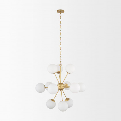 Mercana Barbara Chandelier with Frosted Glass Globes 11-Light - Gold