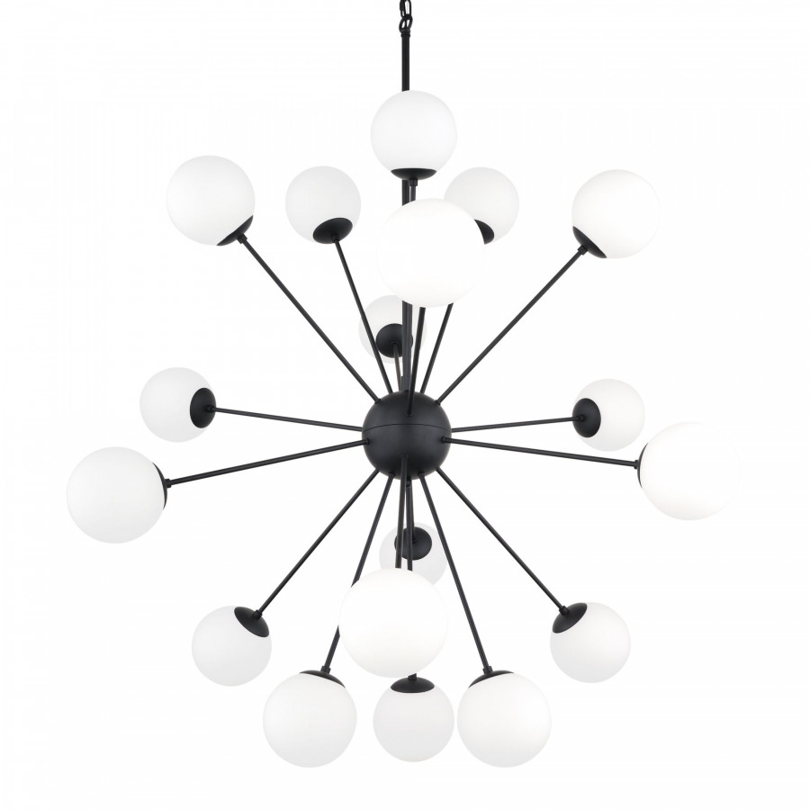 Mercana Barbara Chandelier with Frosted Glass Globes 18-Light - Black