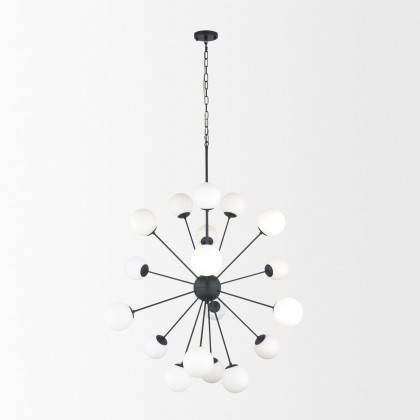 Mercana Barbara Chandelier with Frosted Glass Globes 18-Light - Black