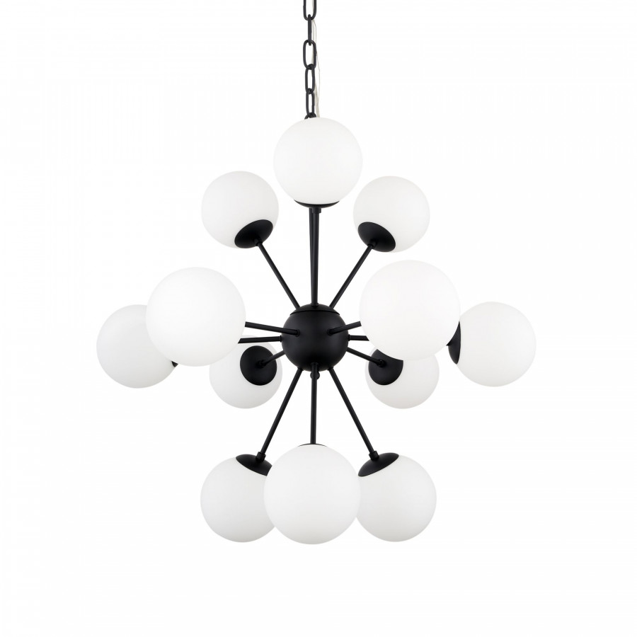 Mercana Barbara Chandelier with Frosted Glass Globes 11-Light - Black
