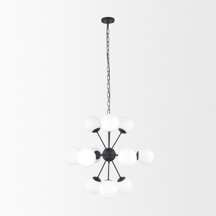 Mercana Barbara Chandelier with Frosted Glass Globes 11-Light - Black