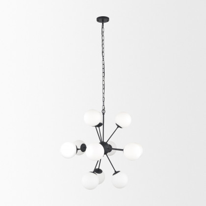 Mercana Barbara Chandelier with Frosted Glass Globes 11-Light - Black