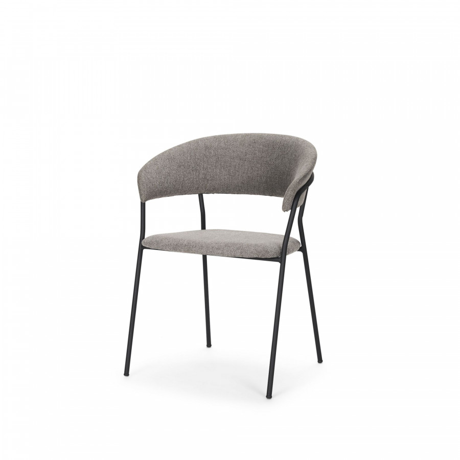 Mercana Carolyn Dining Chair with Fabric & Matte Black Metal - Gray