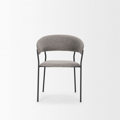 Mercana Carolyn Dining Chair with Fabric & Matte Black Metal - Gray