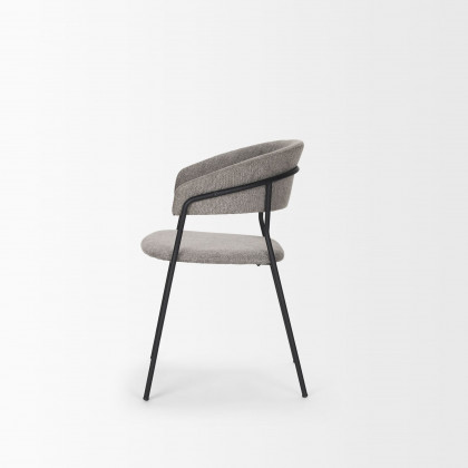 Mercana Carolyn Dining Chair with Fabric & Matte Black Metal - Gray