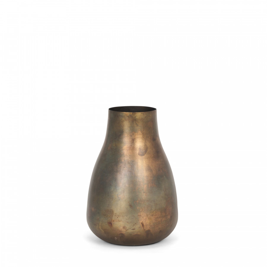 Mercana Devi Short Metal Vase - Oxidized Gold