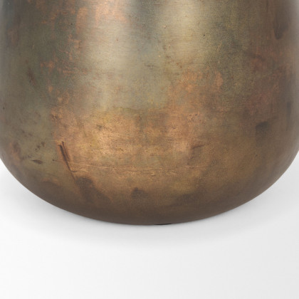 Mercana Devi Short Metal Vase - Oxidized Gold