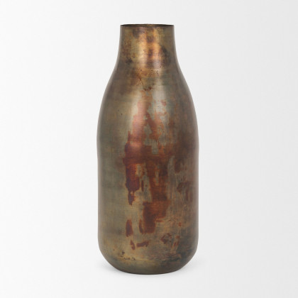 Mercana Devi Tall Metal Vase - Oxidized Gold