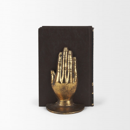Mercana Praying Hands Cast Iron Book Ends - Gold