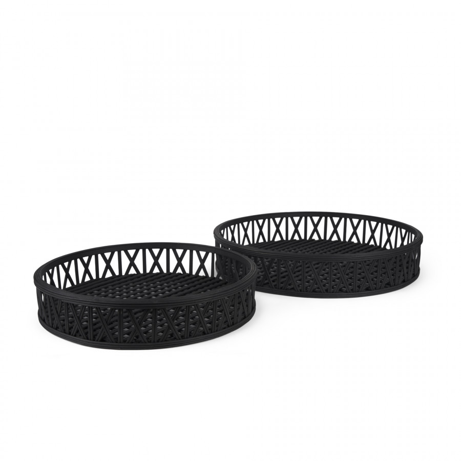 Mercana - Thea Trays in Black, Wicker