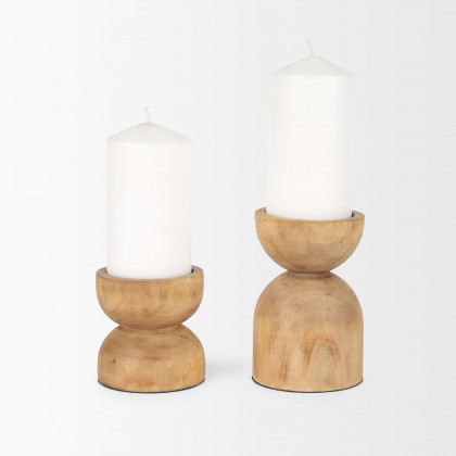 Mercana - Aleena Wooden Candle Holder (Set of 2)