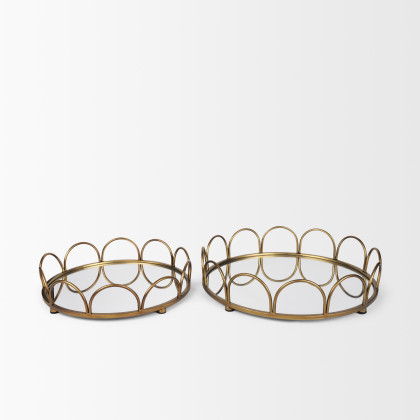 Mercana Lenore Mirror Trays - Gold, Metal