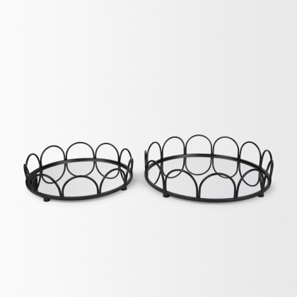 Mercana Lenore Mirror Trays - Black, Metal