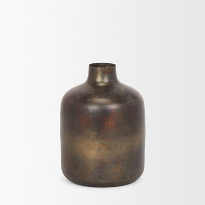 Mercana Daya Medium Antiqued Gold Metal Vase - Antiqued Gold