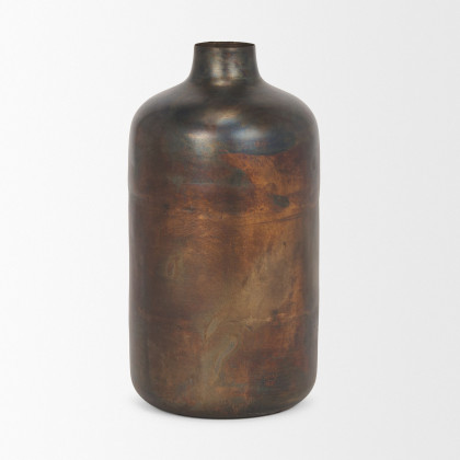 Mercana Daya Tall Metal Vase - Antiqued Gold