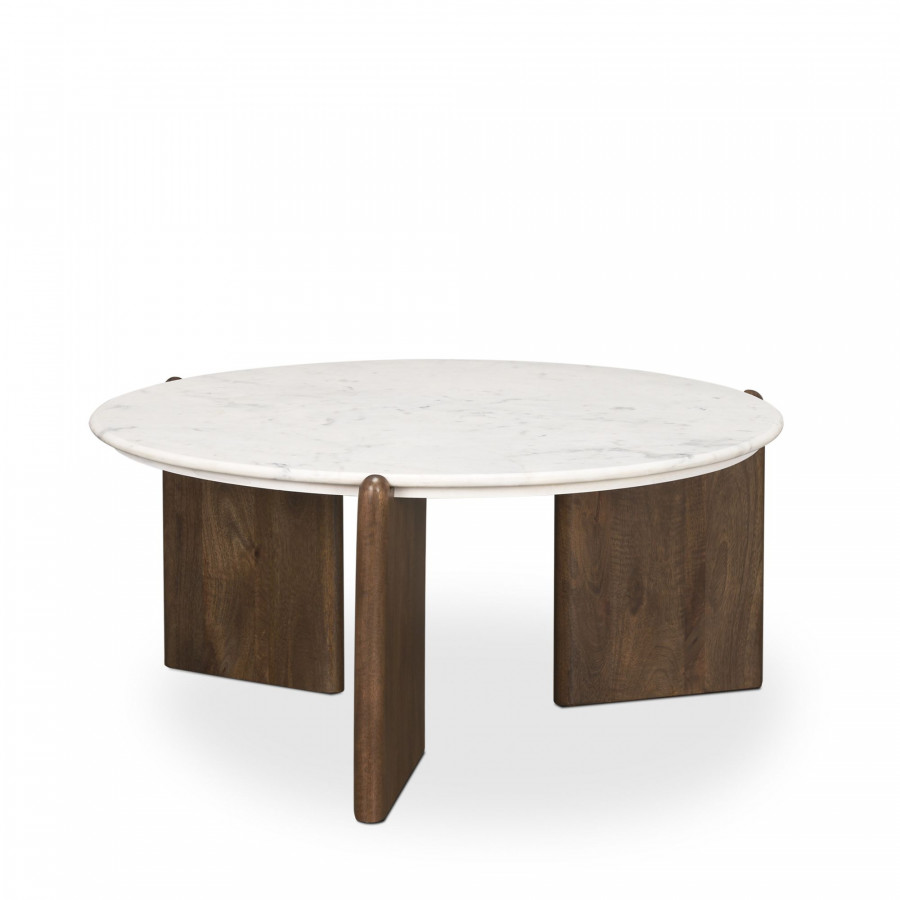Mercana - Rumer Dark Brown Wood with White Marble Coffee Table