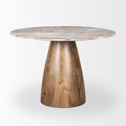 Mercana Allyson 42" Round Dining Table - Brown/Pink