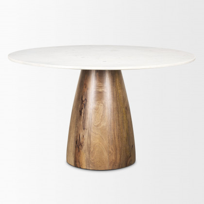 Mercana Allyson 48" Round Dining Table - Brown/White