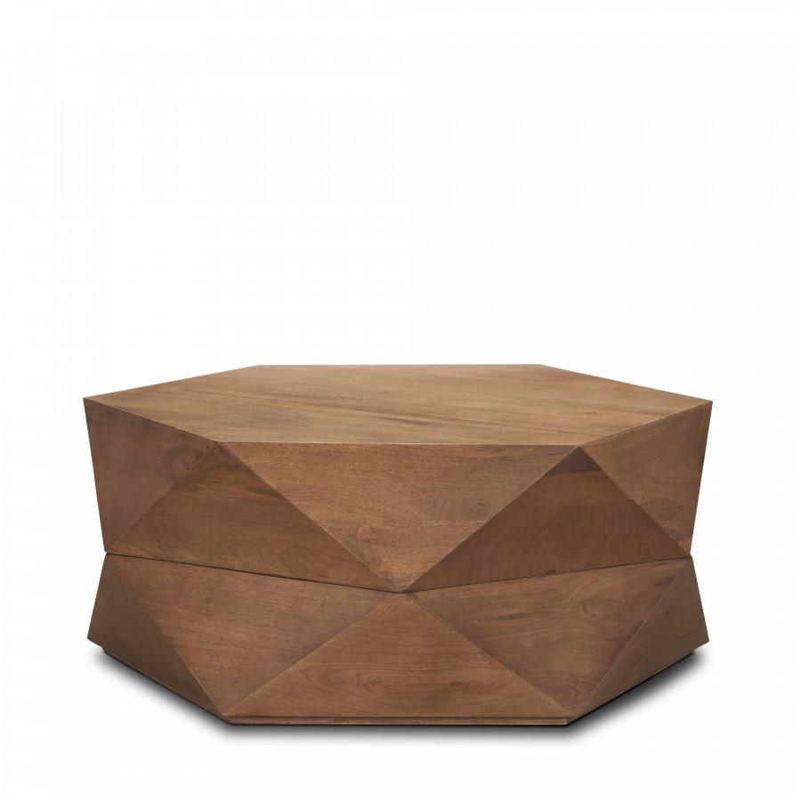 Mercana Arreto 36" Hexagonal Coffee Table - Brown, Wood