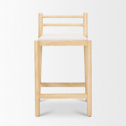 Mercana Sam Counter Stool with Beige Upholstered Seat - Light Brown