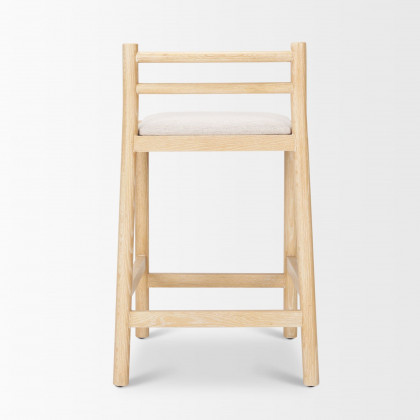 Mercana Sam Counter Stool with Beige Upholstered Seat - Light Brown