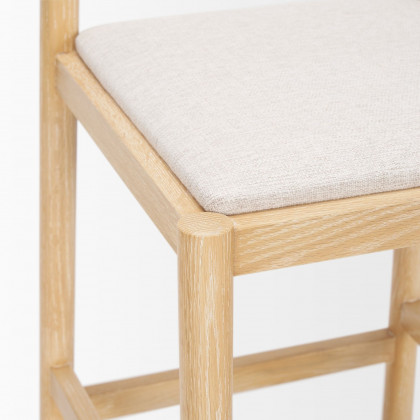 Mercana Sam Counter Stool with Beige Upholstered Seat - Light Brown
