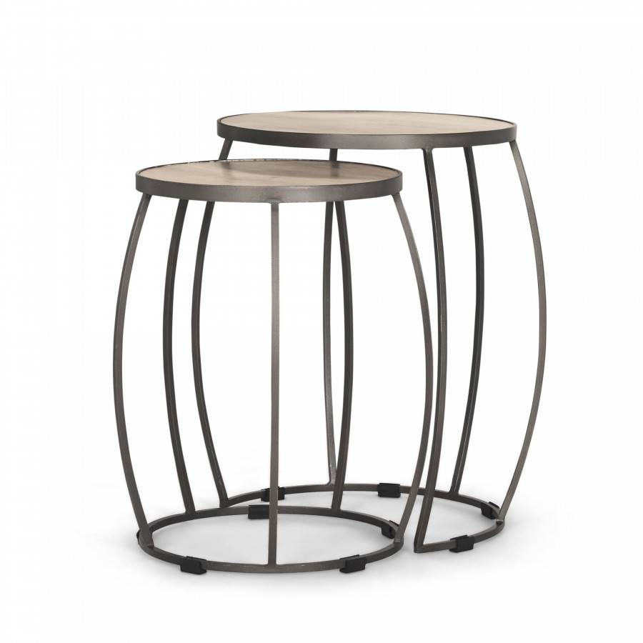 Mercana Clapp Accent Table (Set of 2) - Light Brown/Whitewash, Metal