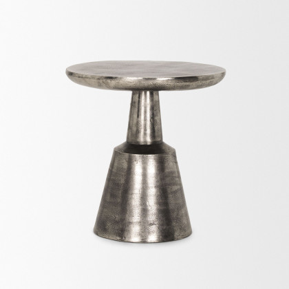 Mercana - Bobbi Textured Polished Nickel Cast Aluminum Metal Accent Table