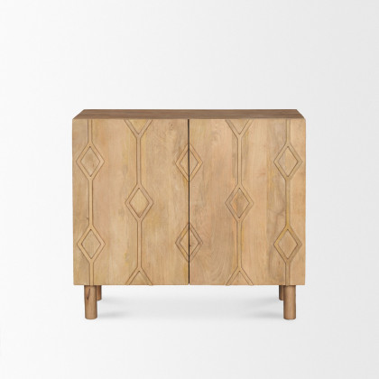Mercana Heera Diamond Motif with Shelf Accent Cabinet - Light Brown