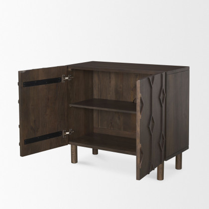 Mercana Heera Diamond Motif with Shelf Accent Cabinet - Dark Brown