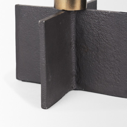 Mercana Pia Candleholder with Brushed Gold Metal Taper (Set of 2) - Black