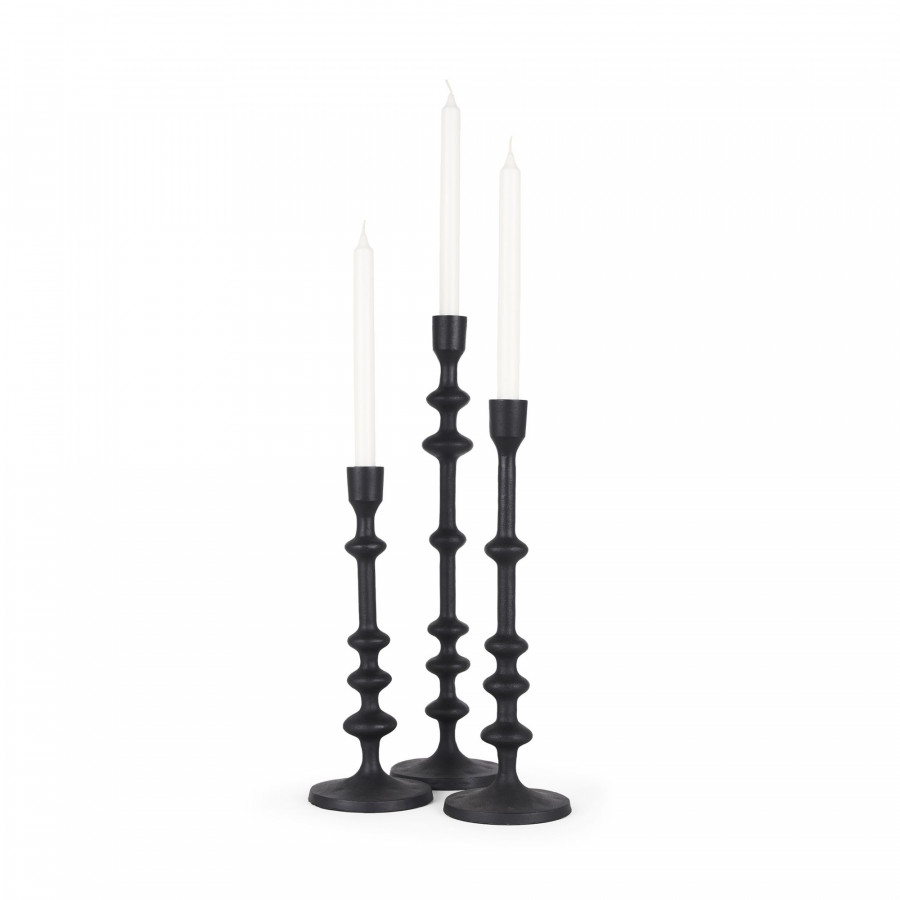 Mercana - Paolo Matte Black Metal Candle Holder (Set of 3)