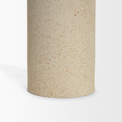 Mercana Qamra Tall Beige Textured Metal Pillar Candle Holder Candle Holder