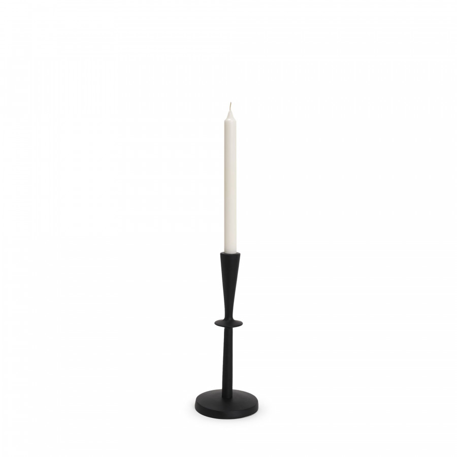 Mercana Qwin Matte Black Cast Aluminum Short Candle Holder