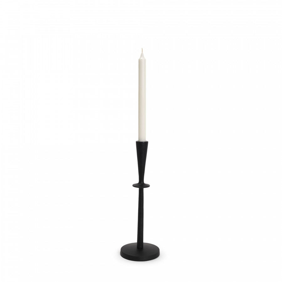 Mercana Qwin Matte Black Cast Aluminum Medium Candle Holder
