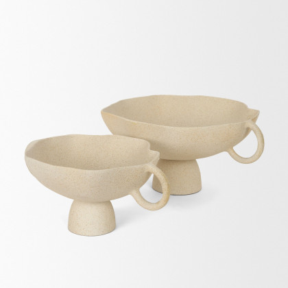 Mercana Radka Textured Metal Decorative Bowl - Beige, Small