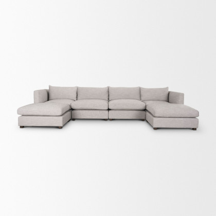 Mercana Halston 6 Piece Sectional with 2 x Ottoman - Light Gray