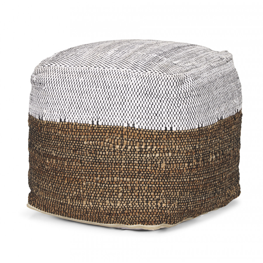 Mercana - Samiya Pouf in Black/White, Fabric