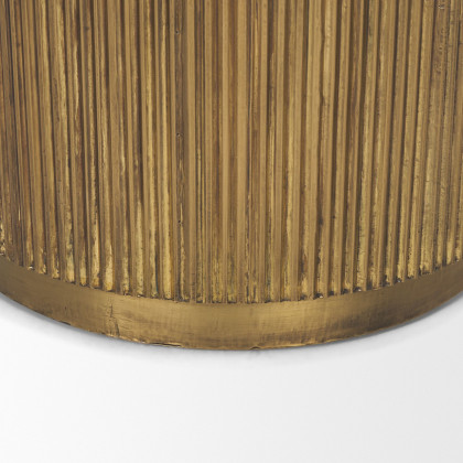 Mercana Satima Round Accent Table with Gold Metal Round Fluted - White, Marble/Metal