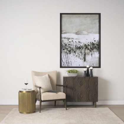 Mercana Satima Round Accent Table with Gold Metal Round Fluted - White, Marble/Metal