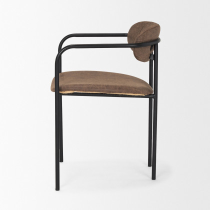 Mercana Parker Dining Chair with Black Metal - Brown/Black
