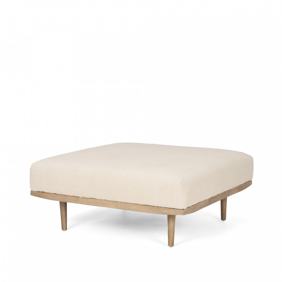Mercana - Shae Brown Wood with Oatmeal Fabric Ottoman