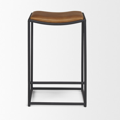 Mercana Taniel Counter Stool - Brown, Leather