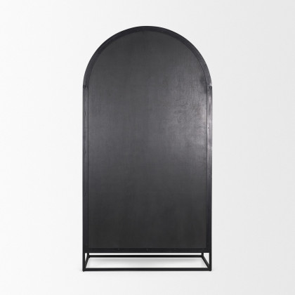 Mercana Sloan 80" Curio Cabinet with Black Metal Frame - Dark Brown, Wood/Metal