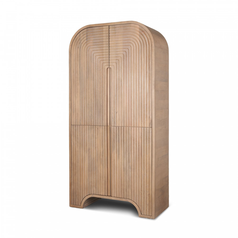 Mercana - Sorina Reverse Fluted Light Brown Wood Curio Cabinet