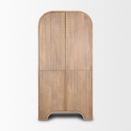 Mercana - Sorina Reverse Fluted Light Brown Wood Curio Cabinet