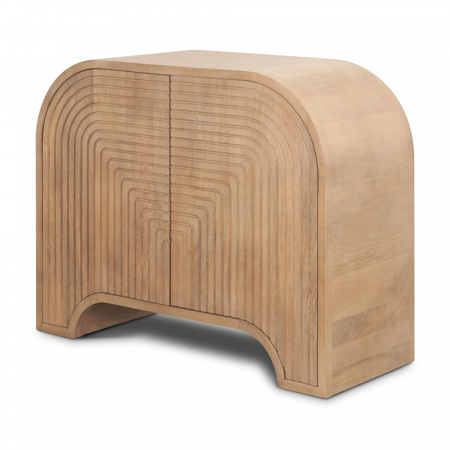 Mercana - Sorina Reverse Fluted Light Brown Wood Accent Cabinet