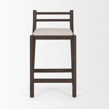 Mercana Sam Counter Stool with Cream Fabric - Dark Brown